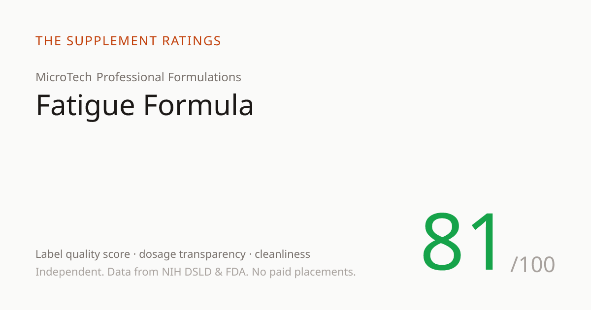 Fatigue Formula — 81/100 SupplementScore | The Supplement Ratings
