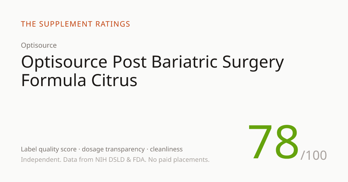 Optisource Post Bariatric Surgery Formula Citrus — 78/100 ...