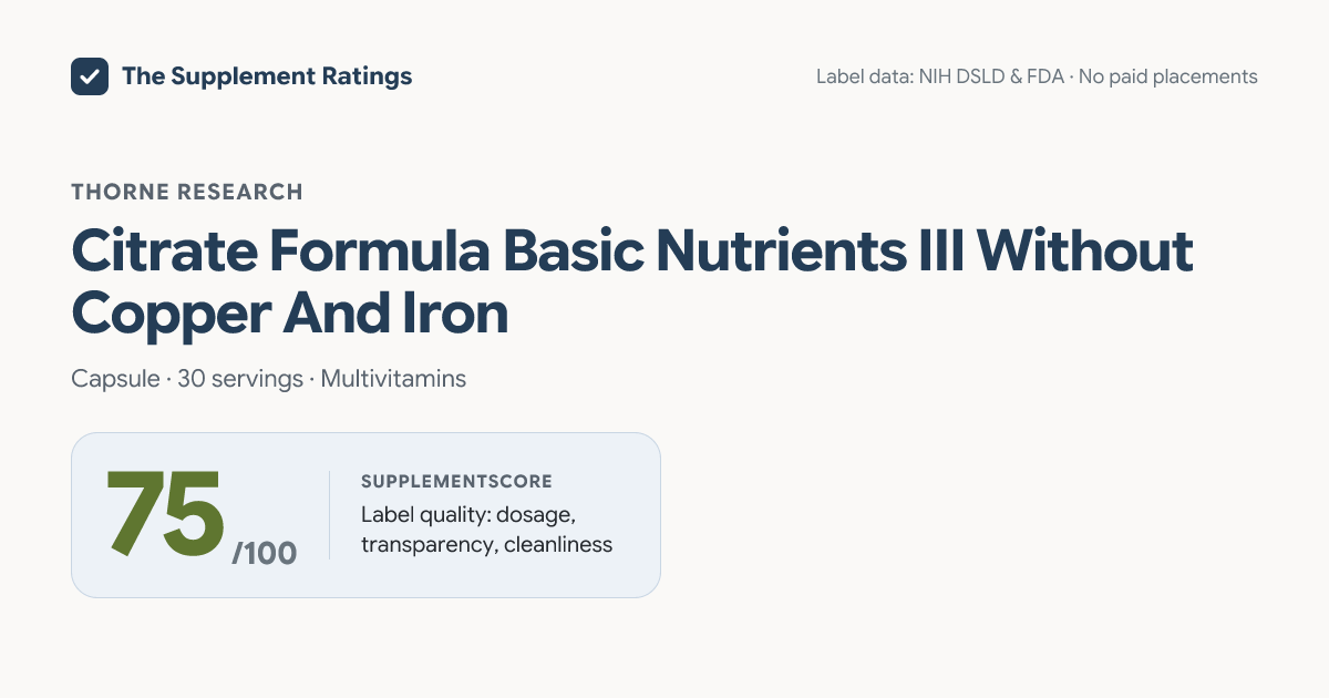 Citrate Formula Basic Nutrients III Without Copper And Iron — 75/100 ...